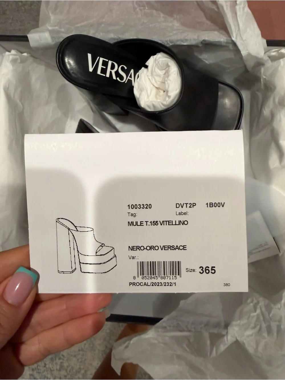 Versace Black Leather Platform Slide Heels